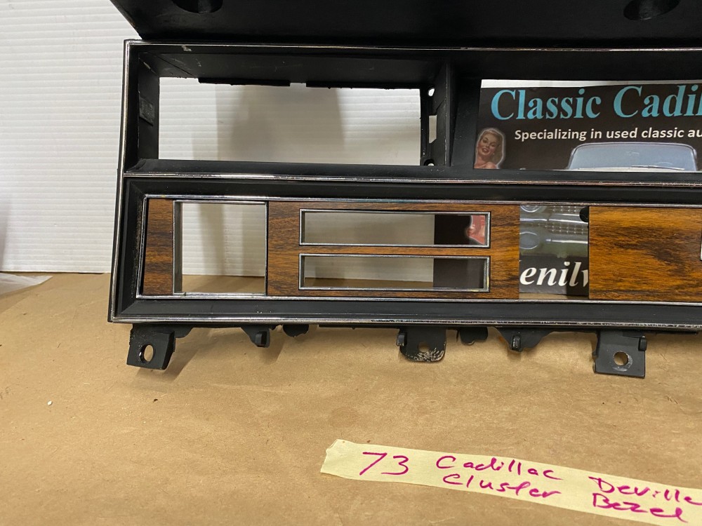 OEM 1971 1972 1973 Cadillac Deville Eldorado Calais LEFT DASH INSTRUMENT CLUSTER SPEEDOMETER RADIO BEZEL WOODGRAIN TRIM #1496235 - Image 23