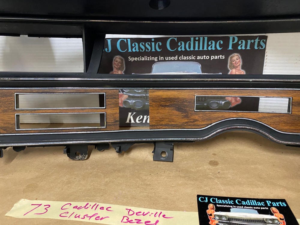 OEM 1971 1972 1973 Cadillac Deville Eldorado Calais LEFT DASH INSTRUMENT CLUSTER SPEEDOMETER RADIO BEZEL WOODGRAIN TRIM #1496235 - Image 22
