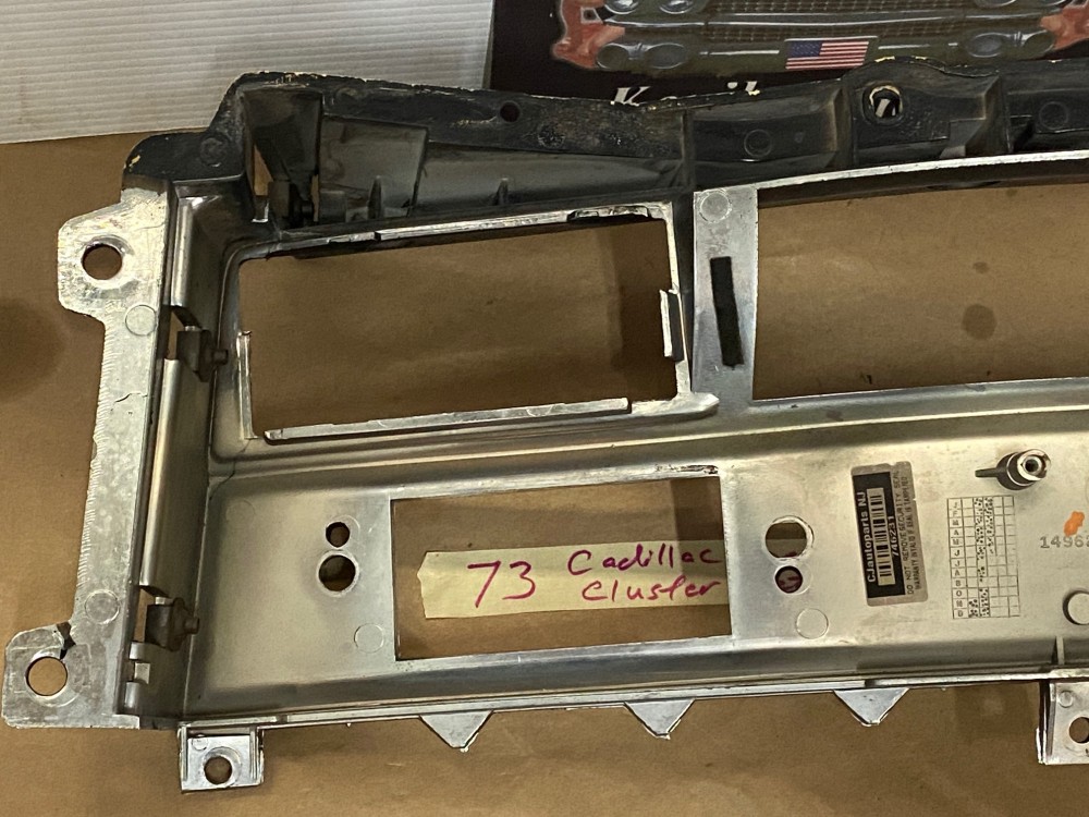 OEM 1971 1972 1973 Cadillac Deville Eldorado Calais LEFT DASH INSTRUMENT CLUSTER SPEEDOMETER RADIO BEZEL WOODGRAIN TRIM #1496235 - Image 7