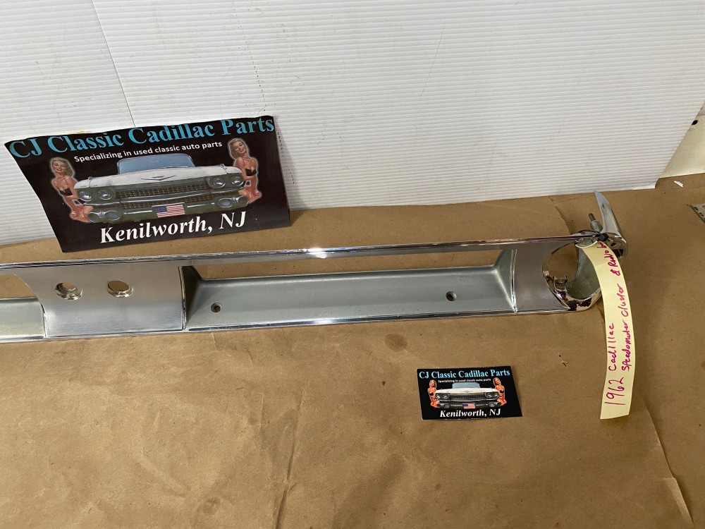 OEM 1962 Cadillac Deville Eldorado Fleetwood CHROME DASH INSTRUMENT CLUSTER SPEEDOMETER GAUGES RADIO BEZEL #3512568/#1477453 - Image 23