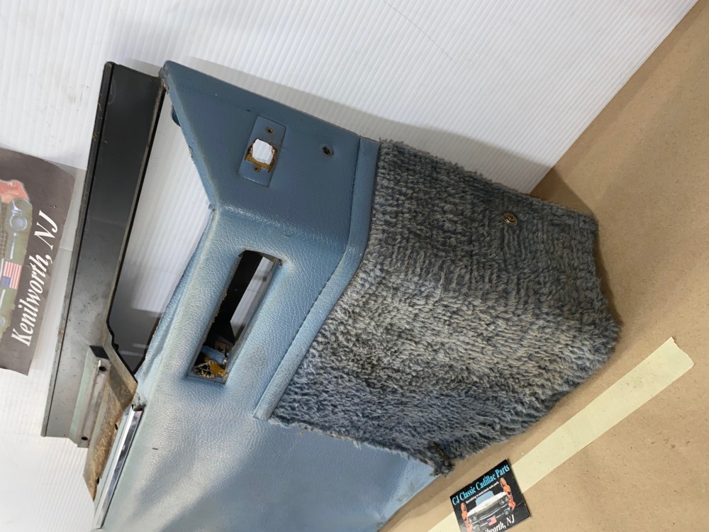 OEM 1967 Cadillac Deville Convertible LEFT DRIVER SIDE REAR QUARTER LOWER DOOR PANEL TRIM - LIGHT BLUE - Image 2