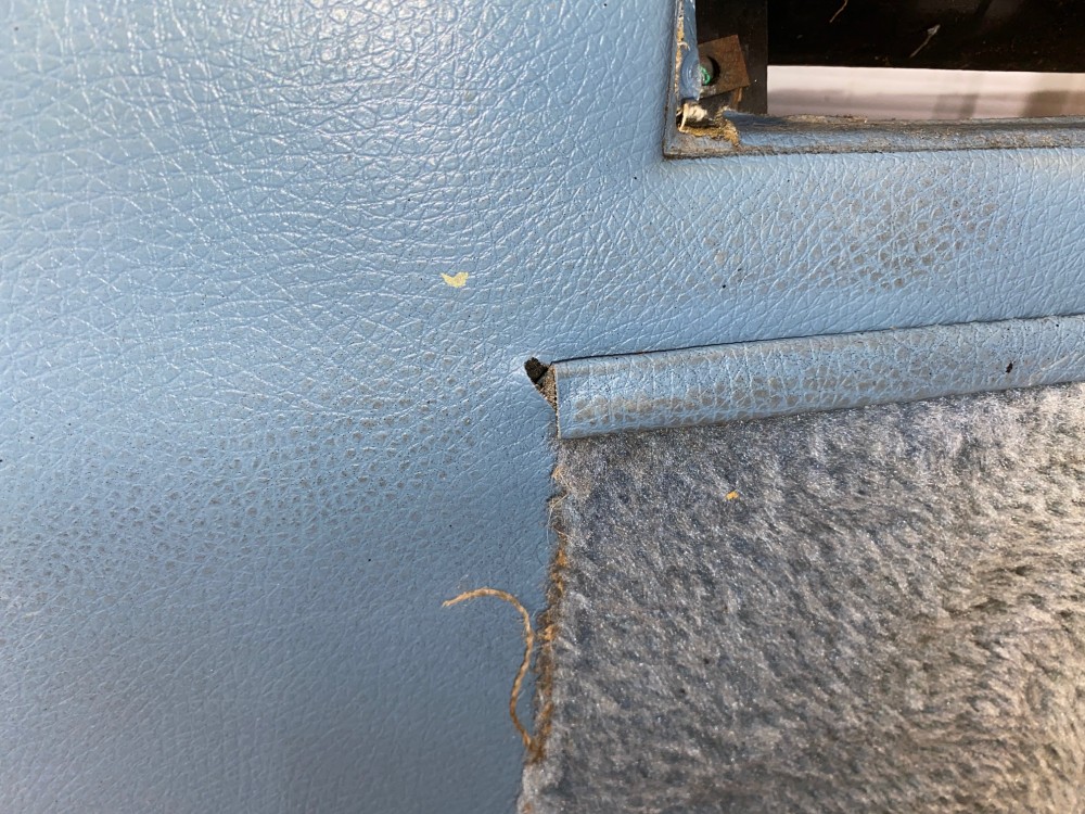 OEM 1967 Cadillac Deville Convertible LEFT DRIVER SIDE REAR QUARTER LOWER DOOR PANEL TRIM - LIGHT BLUE - Image 8