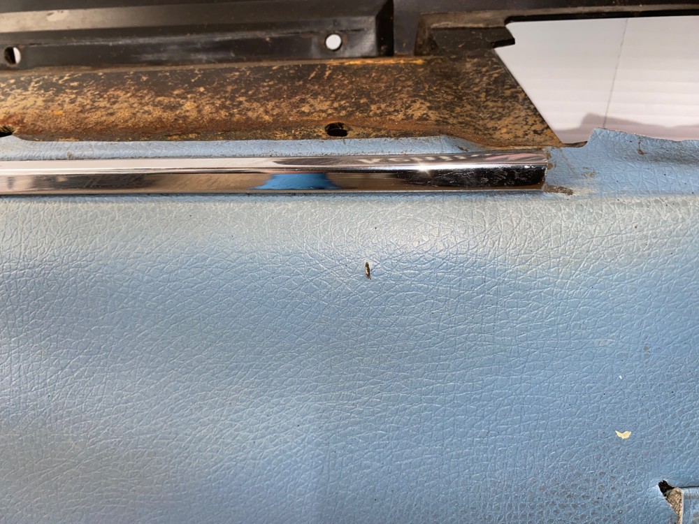 OEM 1967 Cadillac Deville Convertible LEFT DRIVER SIDE REAR QUARTER LOWER DOOR PANEL TRIM - LIGHT BLUE - Image 10
