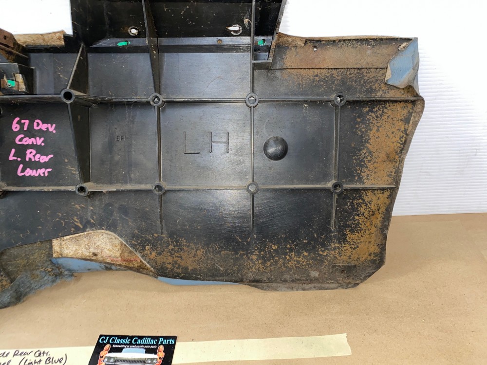 OEM 1967 Cadillac Deville Convertible LEFT DRIVER SIDE REAR QUARTER LOWER DOOR PANEL TRIM - LIGHT BLUE - Image 15