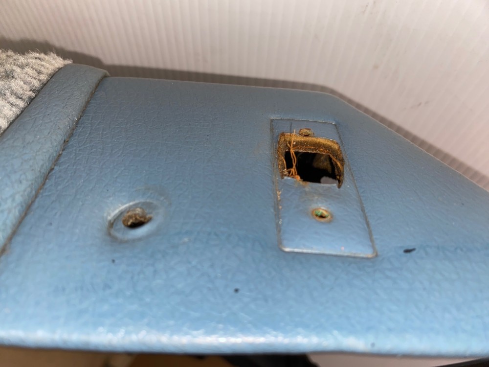 OEM 1967 Cadillac Deville Convertible LEFT DRIVER SIDE REAR QUARTER LOWER DOOR PANEL TRIM - LIGHT BLUE - Image 21
