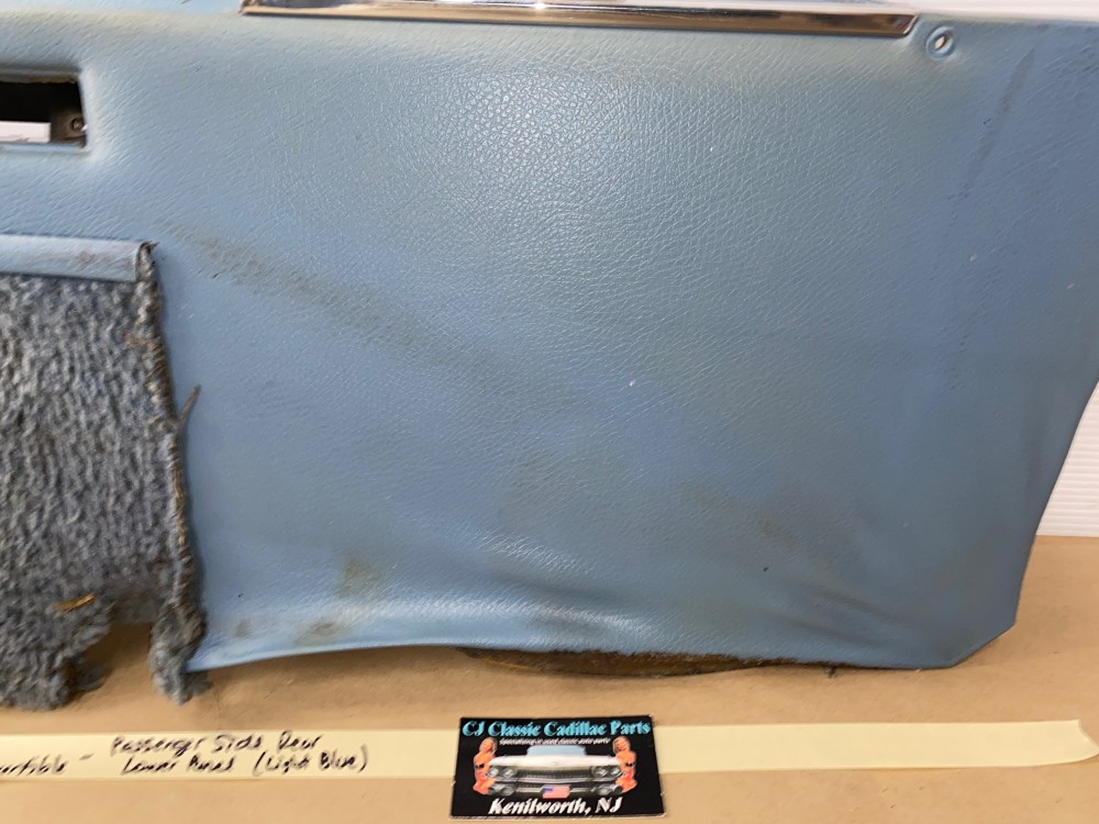 OEM 1967 Cadillac Deville Convertible RIGHT PASSENGER SIDE REAR QUARTER LOWER DOOR PANEL TRIM - LIGHT BLUE - Image 9