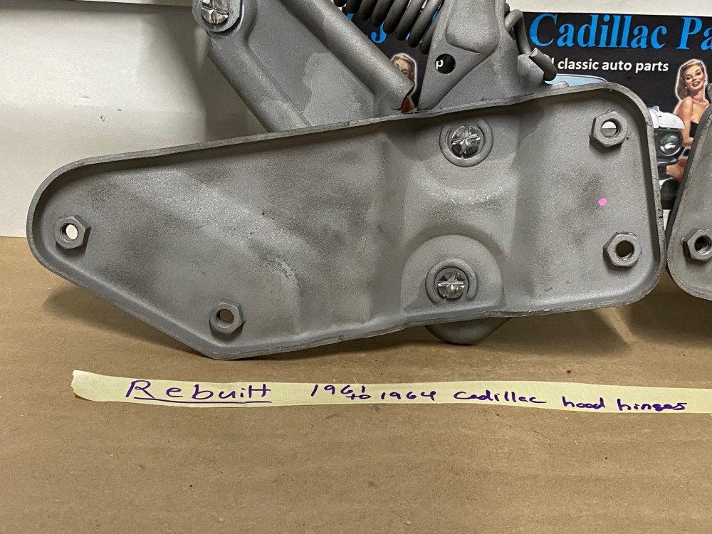 REBUILT 1961 1962 1963 1964 CADILLAC DEVILLE ELDORADO FLEETWOOD SERIES 62 HOOD HINGES WITH SPRINGS AND NEW RIVETS - Image 11