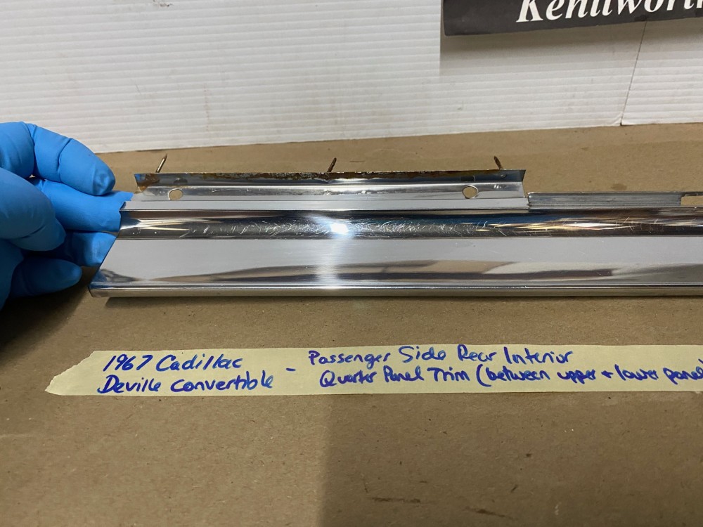 OEM 1967 Cadillac Deville Convertible RIGHT PASSENGER SIDE REAR INTERIOR DOOR QUARTER PANEL MOLDING - Image 12