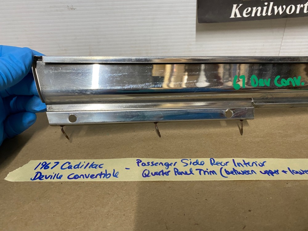 OEM 1967 Cadillac Deville Convertible RIGHT PASSENGER SIDE REAR INTERIOR DOOR QUARTER PANEL MOLDING - Image 9
