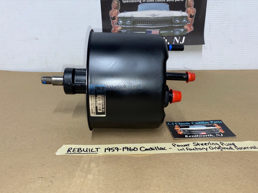 REBUILT 1959 1960 CADILLAC DEVILLE ELDORADO FLEETWOOD POWER STEERING PUMP WITH FACTORY ORIGINAL RESERVOIR - Image 5
