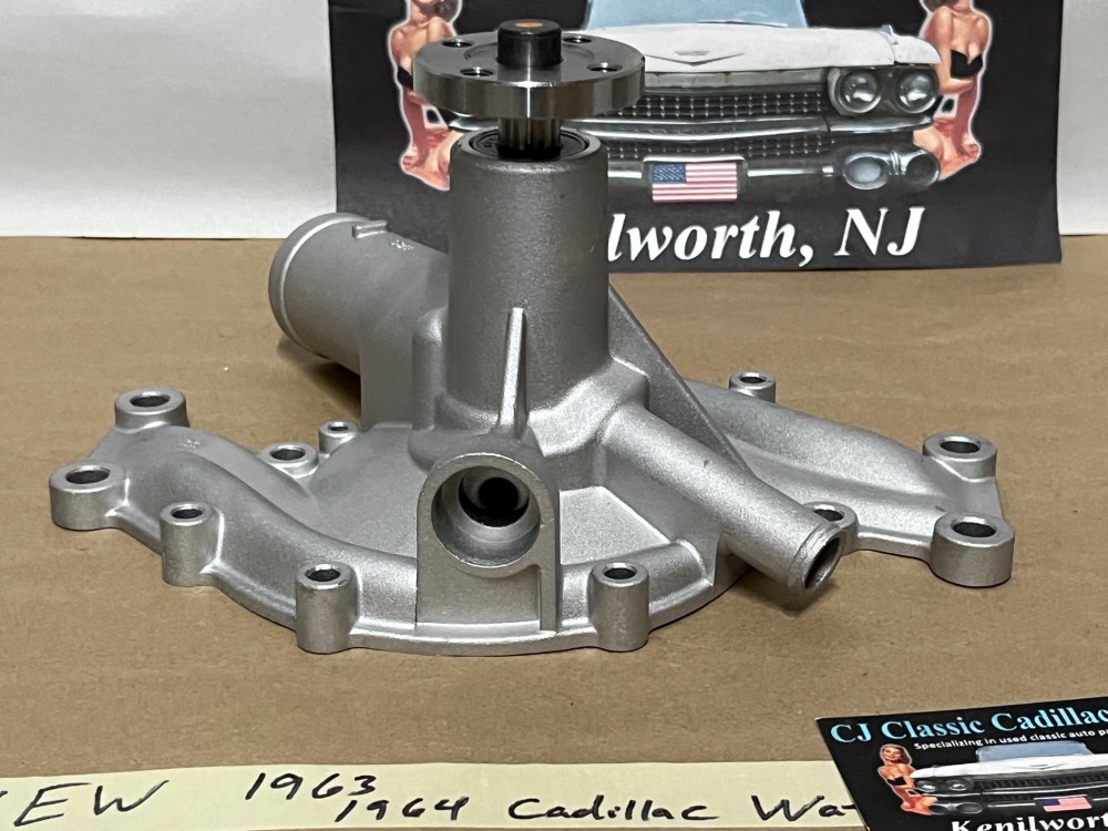 NEW 1963 1964 Cadillac Deville Eldorado Fleetwood Calais Series 62 390/429 ENGINE ALUMINUM WATER PUMP - 2 OUTLETS - WITH GASKET - Image 2