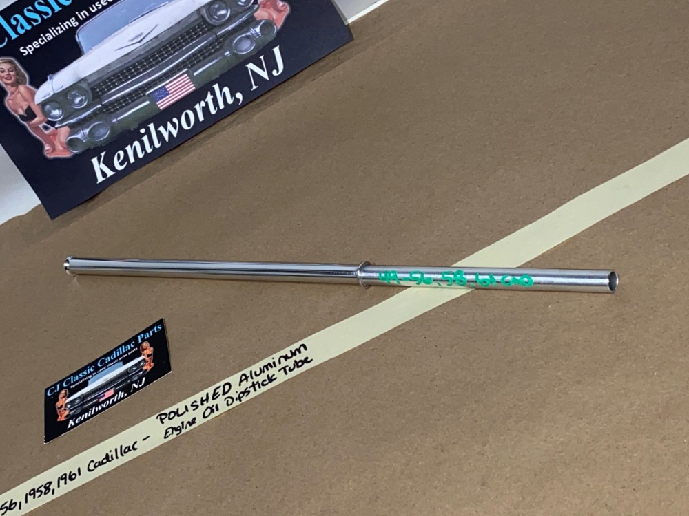 NEW 1949 1950 1951 1952 1953 1954 1955 1956, 1958, 1961 Cadillac Deville Eldorado Fleetwood 331/365/390 ENGINE POLISHED ALUMINUM OIL DIPSTICK TUBE 7/16" #1456284 - Image 8