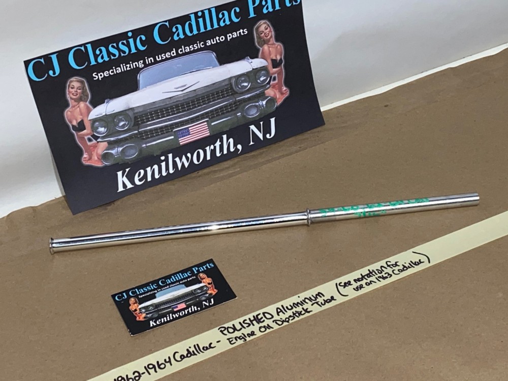 NEW 1959-1960, 1962 1963 1964 Cadillac Deville Eldorado Fleetwood 390/429 ENGINE POLISHED ALUMINUM OIL DIPSTICK TUBE 7/16" #1471858 - Image 2