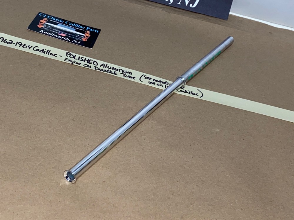 NEW 1959-1960, 1962 1963 1964 Cadillac Deville Eldorado Fleetwood 390/429 ENGINE POLISHED ALUMINUM OIL DIPSTICK TUBE 7/16" #1471858 - Image 3