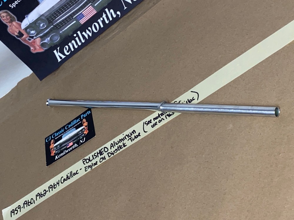NEW 1959-1960, 1962 1963 1964 Cadillac Deville Eldorado Fleetwood 390/429 ENGINE POLISHED ALUMINUM OIL DIPSTICK TUBE 7/16" #1471858 - Image 7