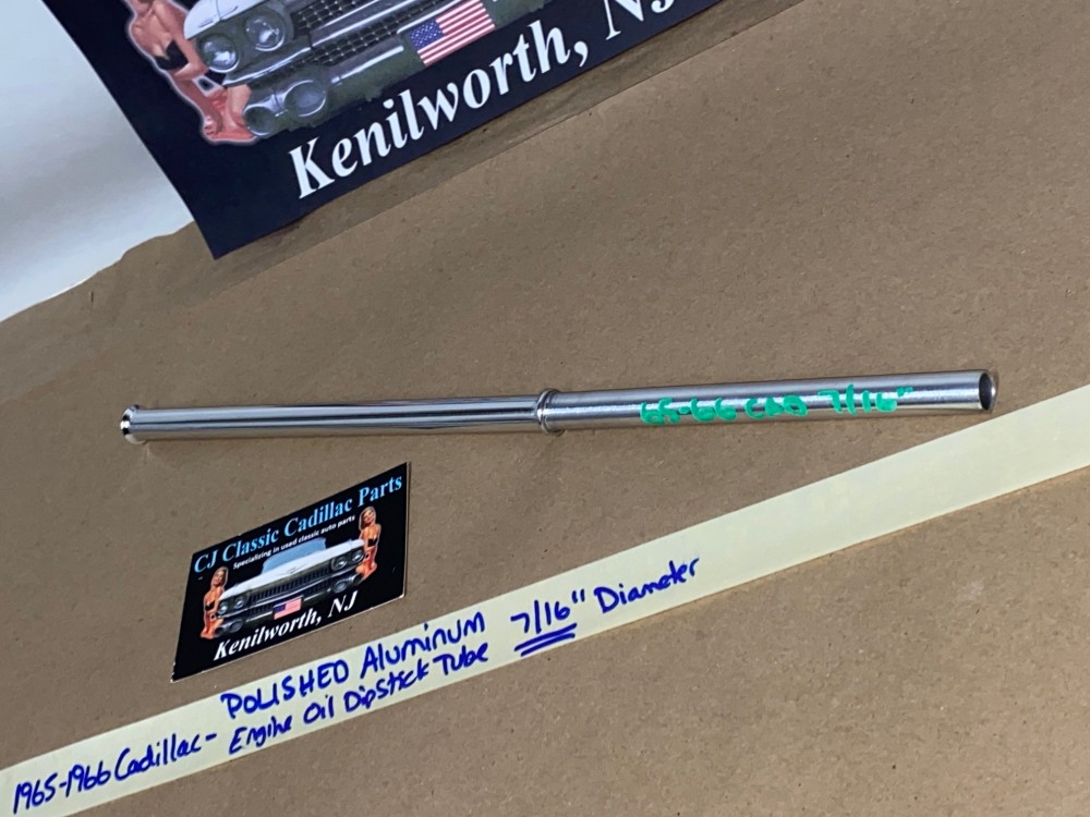 NEW 1965-1966 Cadillac Deville Eldorado Fleetwood Calais 429 ENGINE POLISHED ALUMINUM OIL DIPSTICK TUBE, 7/16" #1482940 - Image 2