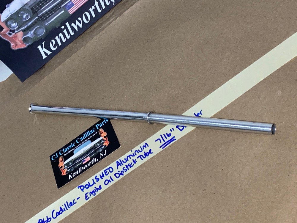 NEW 1965-1966 Cadillac Deville Eldorado Fleetwood Calais 429 ENGINE POLISHED ALUMINUM OIL DIPSTICK TUBE, 7/16" #1482940 - Image 6