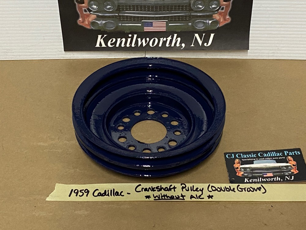 RESTORED 1958 1959 1960 1961 1962 CADILLAC DEVILLE ELDORADO FLEETWOOD CRANK CRANKSHAFT PULLEY DOUBLE (2) GROOVE ~ NON-A/C CARS #1469394 - Image 2
