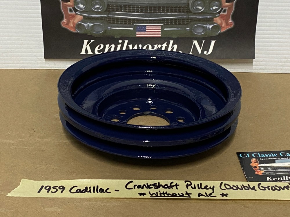 RESTORED 1958 1959 1960 1961 1962 CADILLAC DEVILLE ELDORADO FLEETWOOD CRANK CRANKSHAFT PULLEY DOUBLE (2) GROOVE ~ NON-A/C CARS #1469394 - Image 6