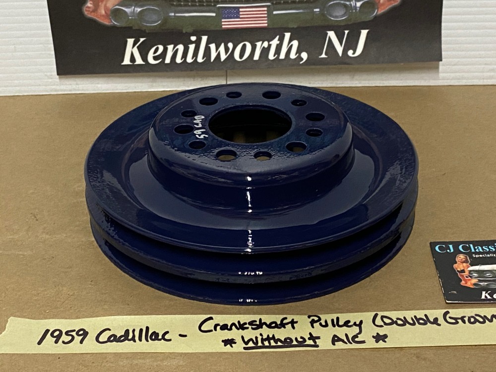 RESTORED 1958 1959 1960 1961 1962 CADILLAC DEVILLE ELDORADO FLEETWOOD CRANK CRANKSHAFT PULLEY DOUBLE (2) GROOVE ~ NON-A/C CARS #1469394 - Image 8