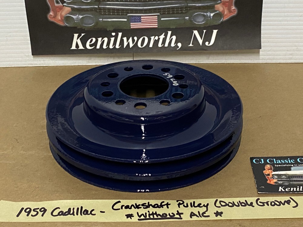 RESTORED 1958 1959 1960 1961 1962 CADILLAC DEVILLE ELDORADO FLEETWOOD CRANK CRANKSHAFT PULLEY DOUBLE (2) GROOVE ~ NON-A/C CARS #1469394 - Image 9