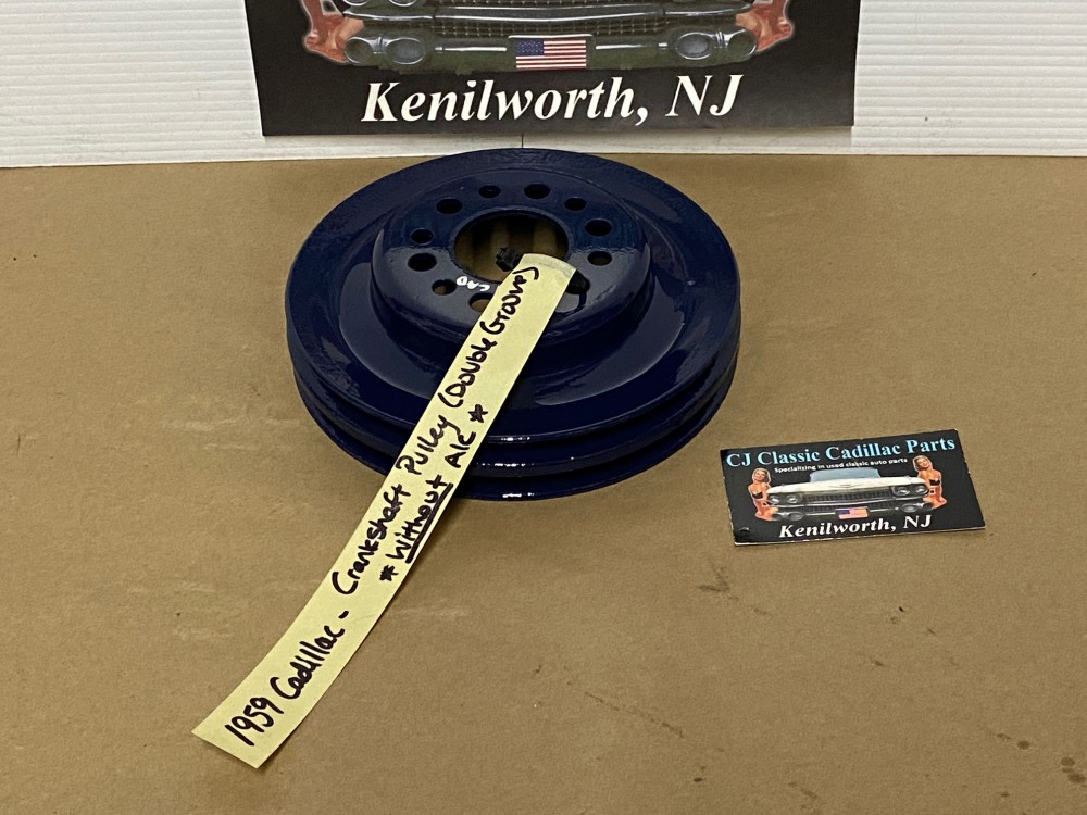 RESTORED 1958 1959 1960 1961 1962 CADILLAC DEVILLE ELDORADO FLEETWOOD CRANK CRANKSHAFT PULLEY DOUBLE (2) GROOVE ~ NON-A/C CARS #1469394 - Image 14