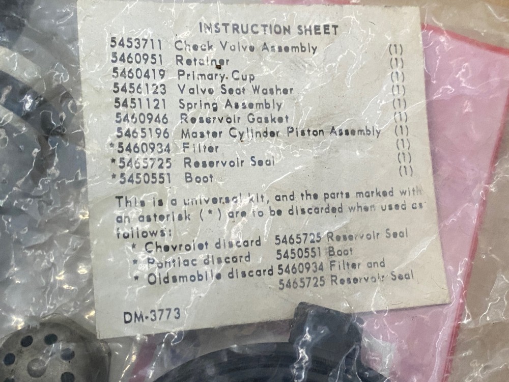 NOS 1959 1960 1961 CADILLAC DEVILLE ELDORADO FLEETWOOD DELCO MORAINE MASTER CYLINDER REBUILD KIT #5463669/#172-152 - Image 2