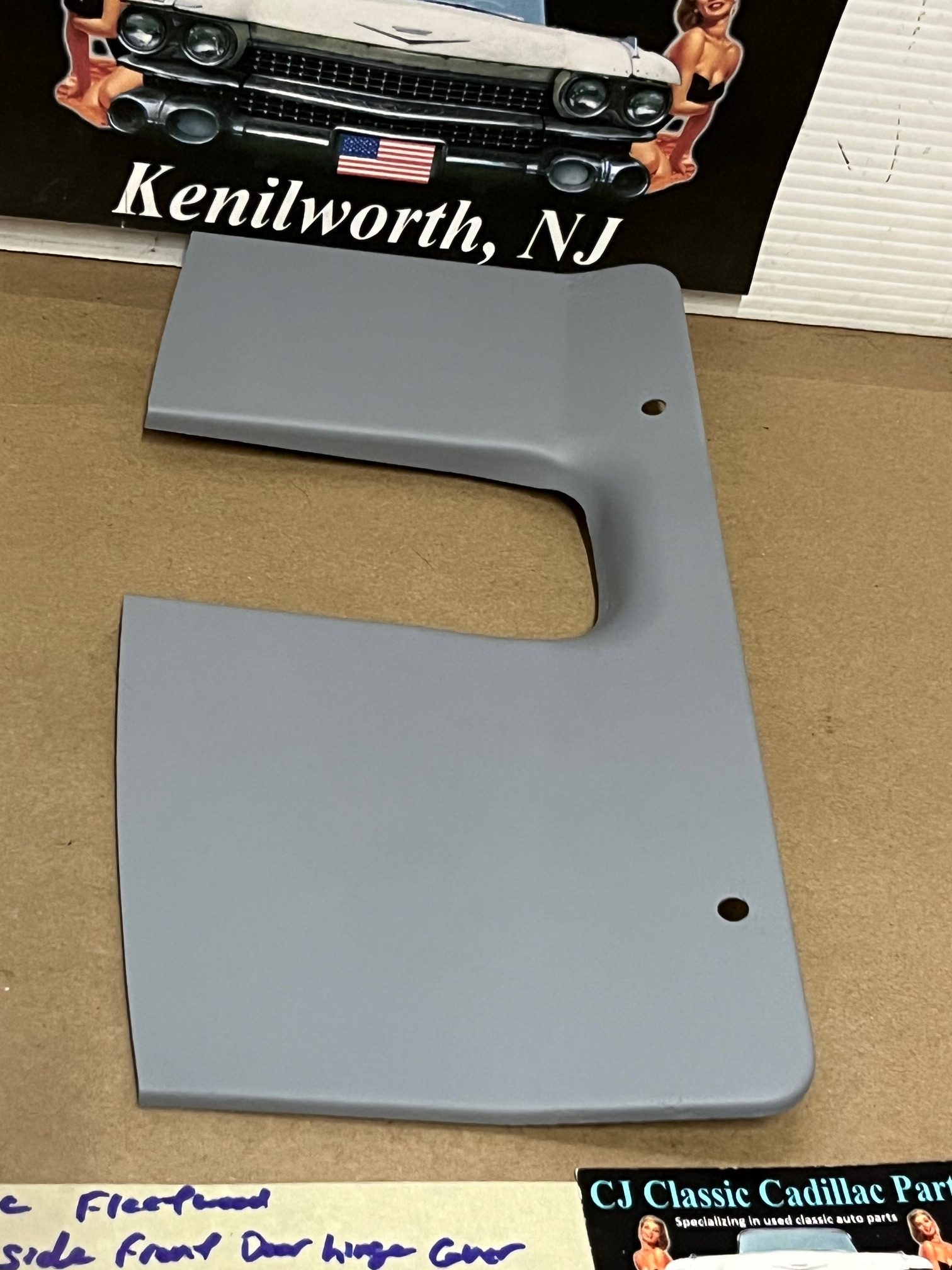 OEM 1966 Cadillac Deville Eldorado Fleetwood Calais LEFT DRIVER SIDE FRONT DOOR HINGE COVER PLATE TRIM PANEL - Image 2