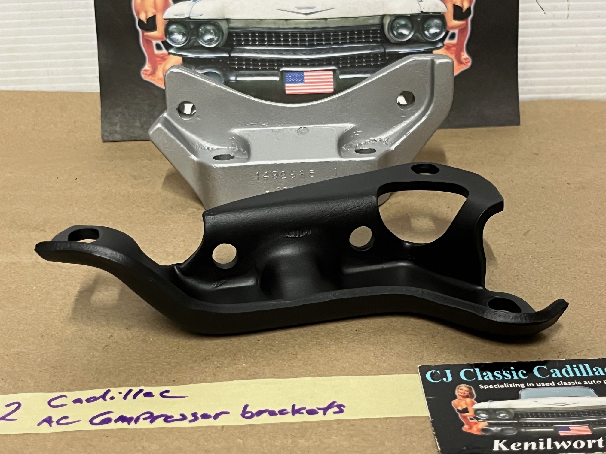OEM 1968 1969 1970 1971 1972 1973 1974 1975 1976 Cadillac Deville Eldorado Fleetwood Calais A/C COMPRESSOR MOUNTING BRACKETS SUPPORT #1492985 - Image 6