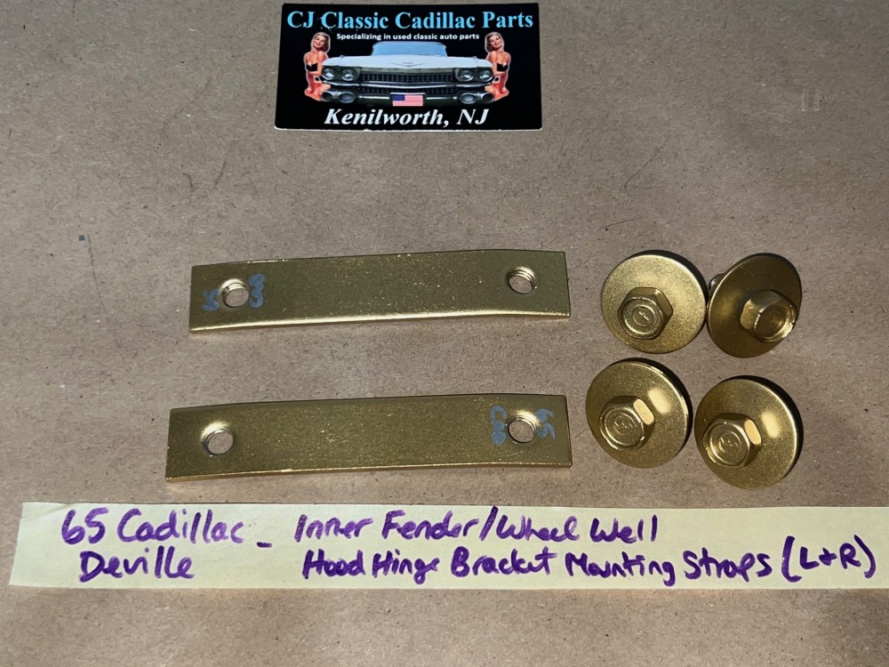 OEM 1963 1964 1965 1966 1967 1968 Cadillac Deville Fleetwood Calais 1963 1964 1965 1966 Eldorado INNER FENDER WHEEL WELL HOOD HINGE BRACKET MOUNTING STRAP RETAINERS #3511807 - Image 2