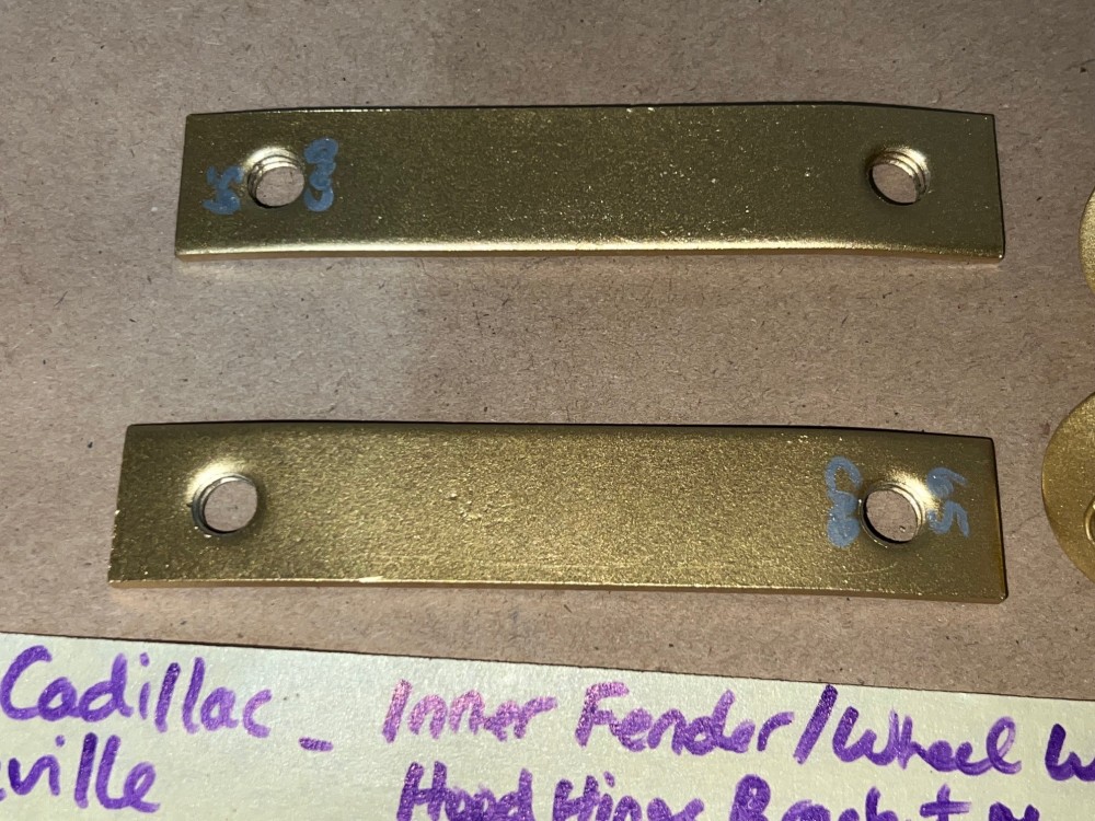 OEM 1963 1964 1965 1966 1967 1968 Cadillac Deville Fleetwood Calais 1963 1964 1965 1966 Eldorado INNER FENDER WHEEL WELL HOOD HINGE BRACKET MOUNTING STRAP RETAINERS #3511807 - Image 3