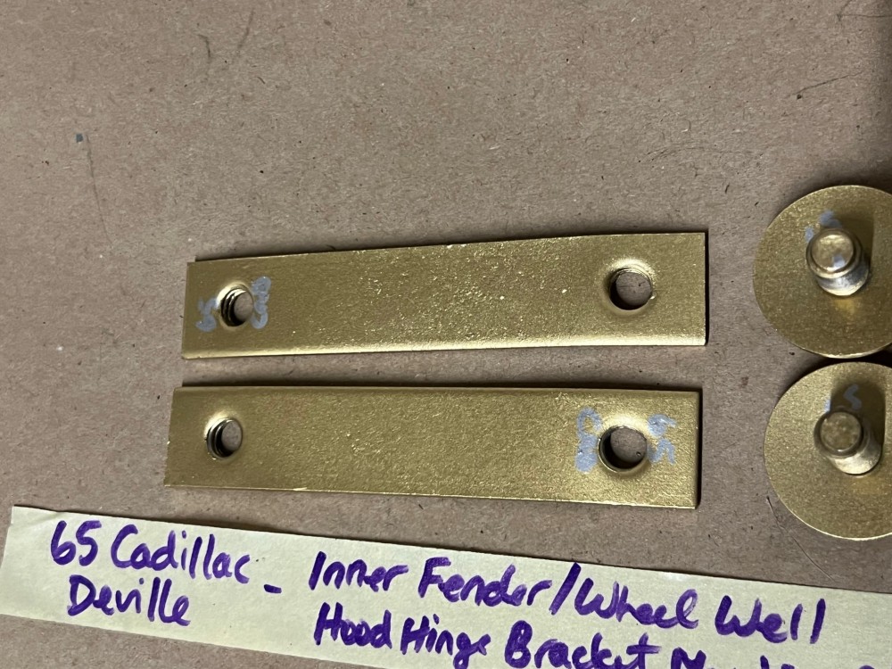 OEM 1963 1964 1965 1966 1967 1968 Cadillac Deville Fleetwood Calais 1963 1964 1965 1966 Eldorado INNER FENDER WHEEL WELL HOOD HINGE BRACKET MOUNTING STRAP RETAINERS #3511807 - Image 9