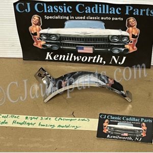 OEM 1960 Cadillac Deville Eldorado Fleetwood RIGHT SIDE HEADLIGHT BUCKET HOUSING CHROME TRIM HOOD EXTENSION MOLDING #1473378/#3511913