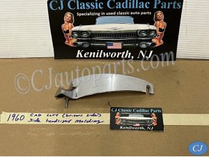 OEM 1960 Cadillac Deville Eldorado Fleetwood LEFT SIDE HEADLIGHT BUCKET HOUSING CHROME TRIM HOOD EXTENSION MOLDING #1473377/#3511912