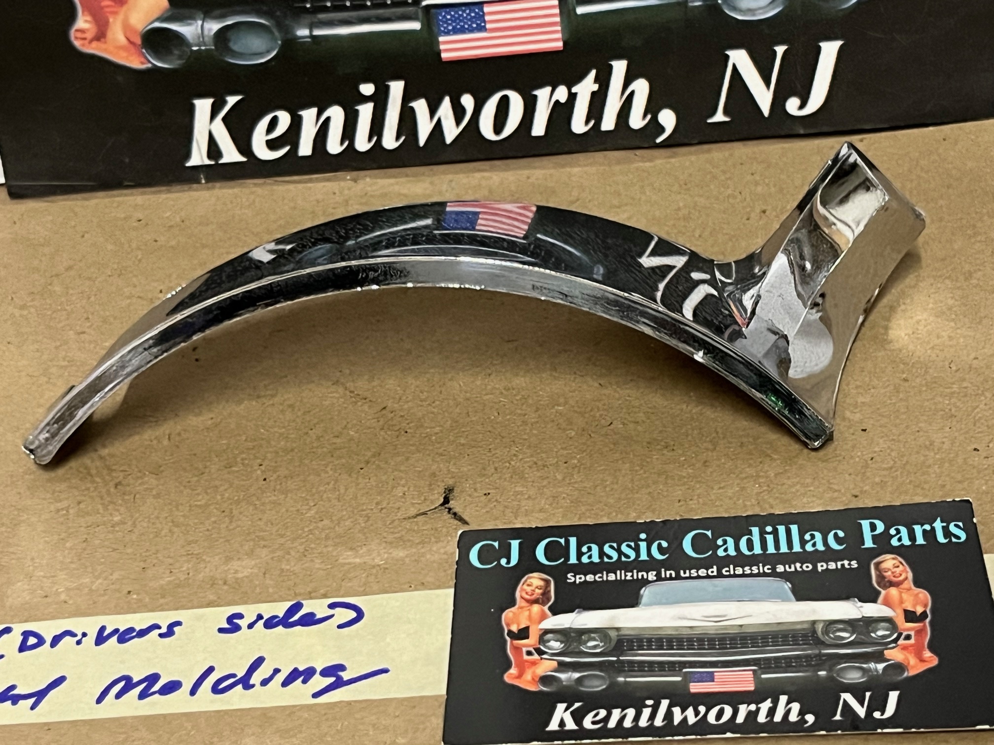 OEM 1960 Cadillac Deville Eldorado Fleetwood LEFT SIDE HEADLIGHT BUCKET HOUSING CHROME TRIM HOOD EXTENSION MOLDING #1473377/#3511912 - Image 8