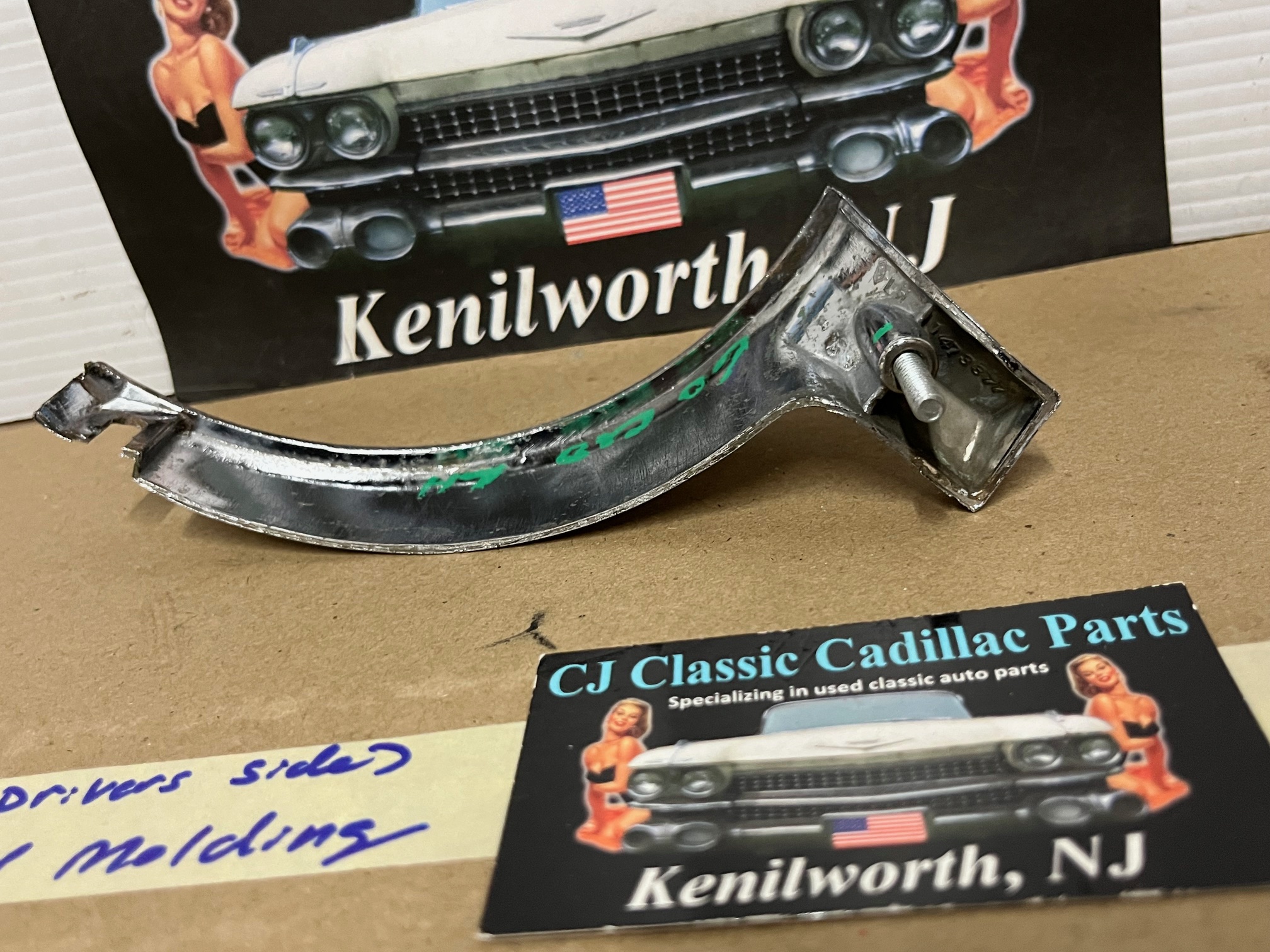 OEM 1960 Cadillac Deville Eldorado Fleetwood LEFT SIDE HEADLIGHT BUCKET HOUSING CHROME TRIM HOOD EXTENSION MOLDING #1473377/#3511912 - Image 16
