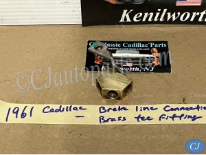 OEM 1959 1960 1961 Cadillac Deville Eldorado Fleetwood FRONT BRAKE LINE TEE TREE BRASS FITTING WITH STRAP #1472096