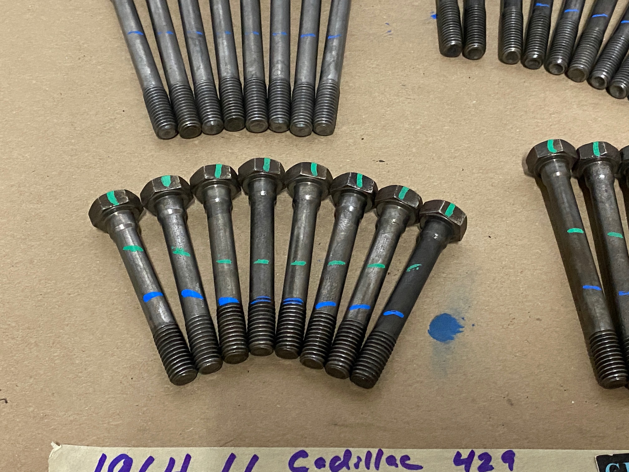 OEM 1964 1965 1966 Cadillac Deville Fleetwood Eldorado Calais 429 Engine CYLINDER HEAD BOLTS - COMPLETE SET (LEFT & RIGHT)1480973/1480979/1480975/1480974 - Image 5