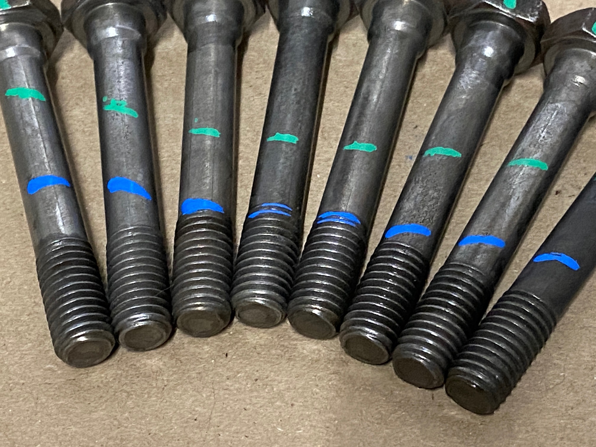 OEM 1964 1965 1966 Cadillac Deville Fleetwood Eldorado Calais 429 Engine CYLINDER HEAD BOLTS - COMPLETE SET (LEFT & RIGHT)1480973/1480979/1480975/1480974 - Image 8