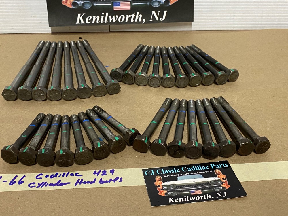 OEM 1964 1965 1966 Cadillac Deville Fleetwood Eldorado Calais 429 Engine CYLINDER HEAD BOLTS - COMPLETE SET (LEFT & RIGHT)1480973/1480979/1480975/1480974 - Image 14