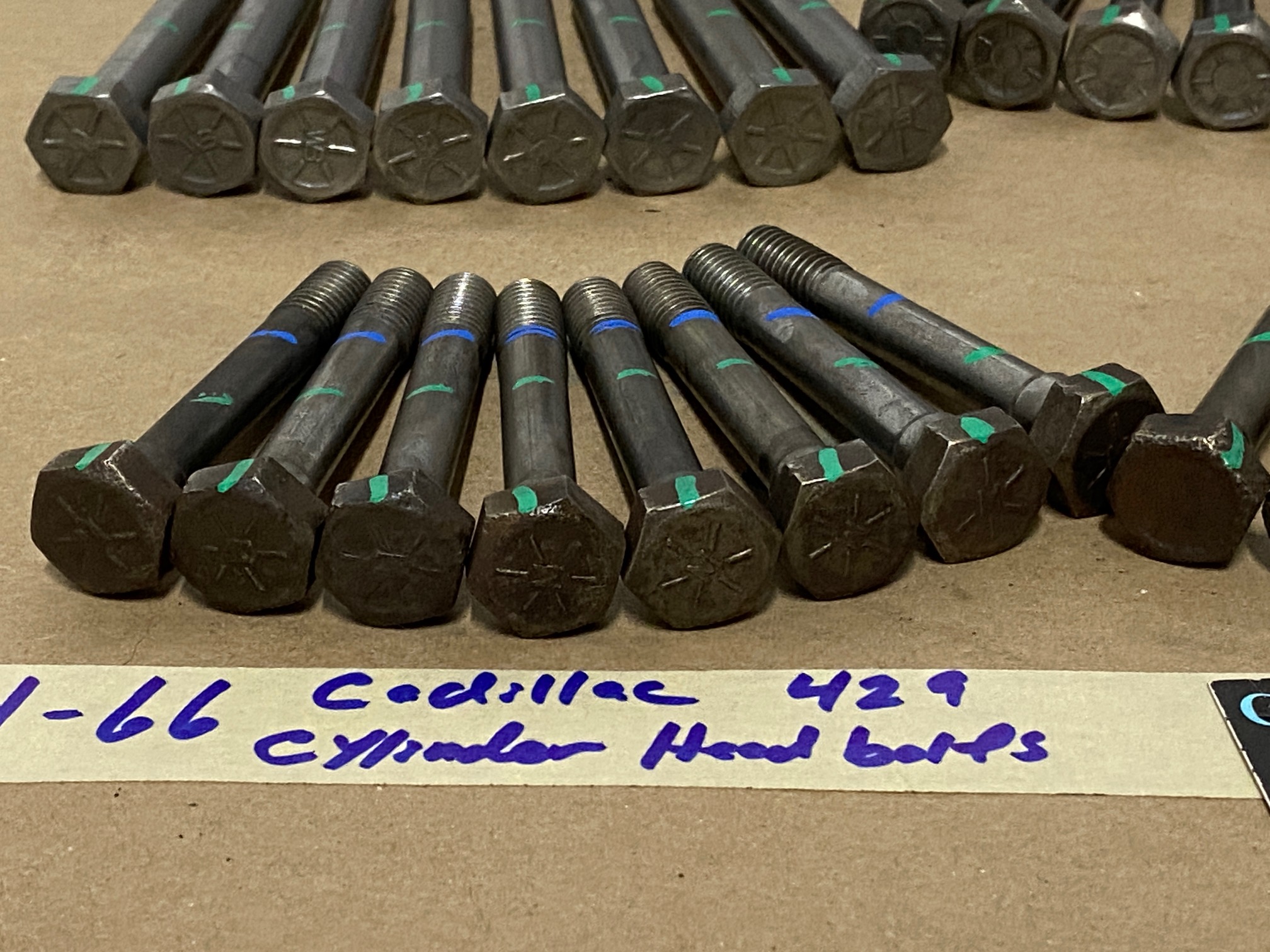 OEM 1964 1965 1966 Cadillac Deville Fleetwood Eldorado Calais 429 Engine CYLINDER HEAD BOLTS - COMPLETE SET (LEFT & RIGHT)1480973/1480979/1480975/1480974 - Image 16