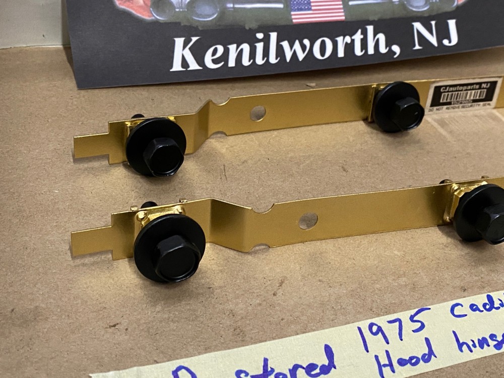RESTORED OEM 1975 1976 Cadillac Deville Fleetwood Calais 1975 1976 1977 1978 Eldorado HOOD HINGE RETAINER MOUNTING BRACKETS - PAIR #3516238 - Image 11