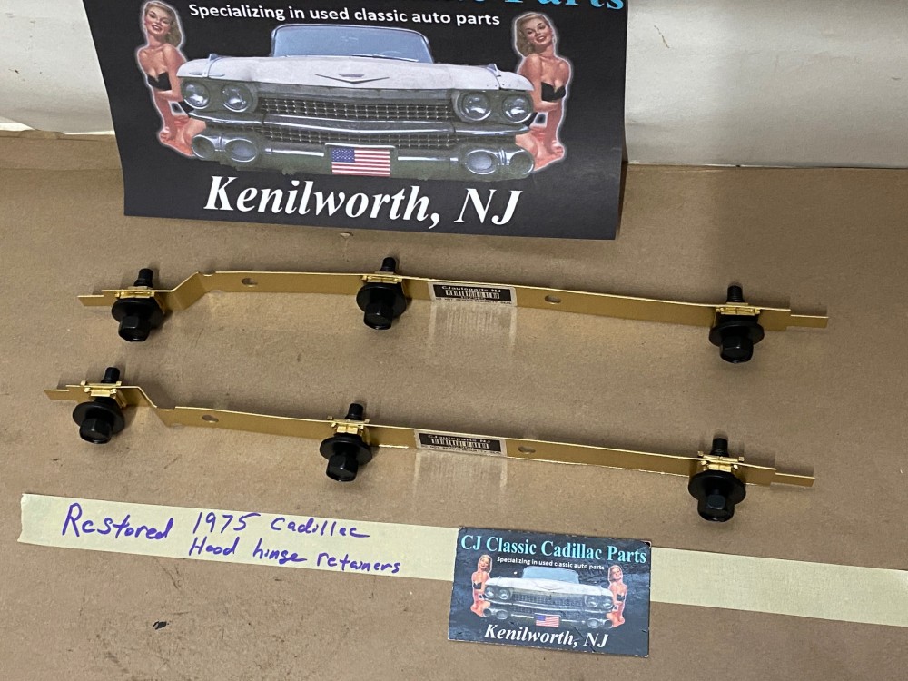 RESTORED OEM 1975 1976 Cadillac Deville Fleetwood Calais 1975 1976 1977 1978 Eldorado HOOD HINGE RETAINER MOUNTING BRACKETS - PAIR #3516238 - Image 10