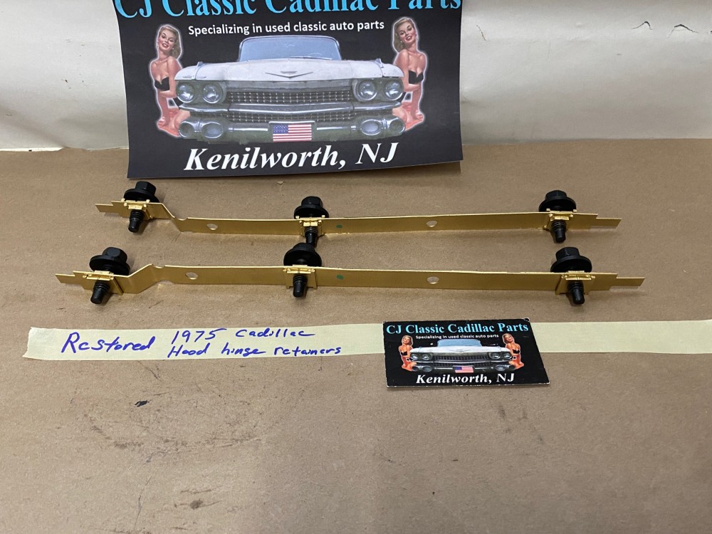 RESTORED OEM 1975 1976 Cadillac Deville Fleetwood Calais 1975 1976 1977 1978 Eldorado HOOD HINGE RETAINER MOUNTING BRACKETS - PAIR #3516238 - Image 7