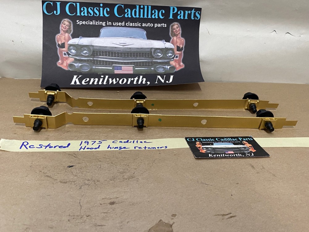 RESTORED OEM 1975 1976 Cadillac Deville Fleetwood Calais 1975 1976 1977 1978 Eldorado HOOD HINGE RETAINER MOUNTING BRACKETS - PAIR #3516238 - Image 3
