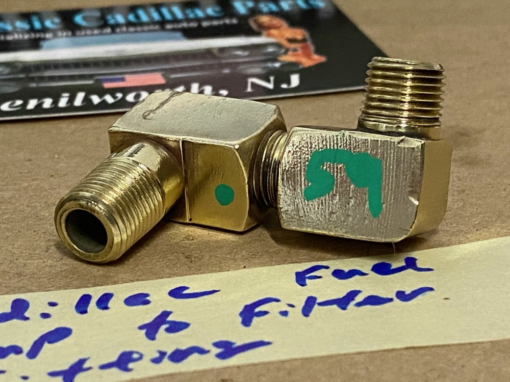OEM 1959 1960 1961 1962 CADILLAC DEVILLE ELDORADO FLEETWOOD 390 ENGINE GLASS FUEL FILTER BOWL BRASS ADAPTER FITTINGS - Image 2