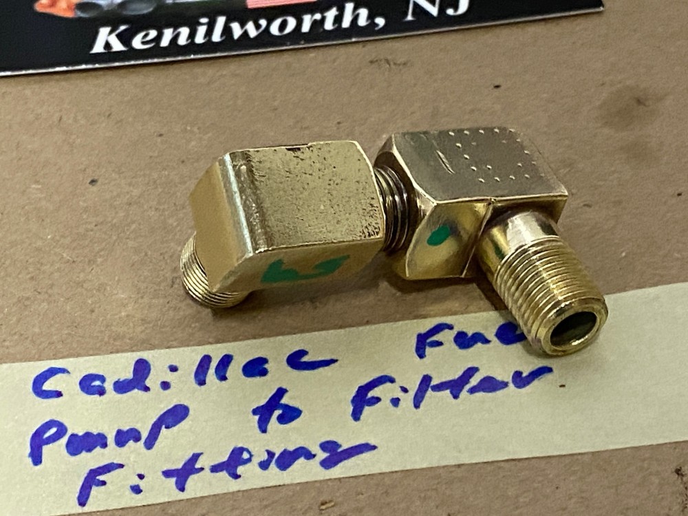 OEM 1959 1960 1961 1962 CADILLAC DEVILLE ELDORADO FLEETWOOD 390 ENGINE GLASS FUEL FILTER BOWL BRASS ADAPTER FITTINGS - Image 3