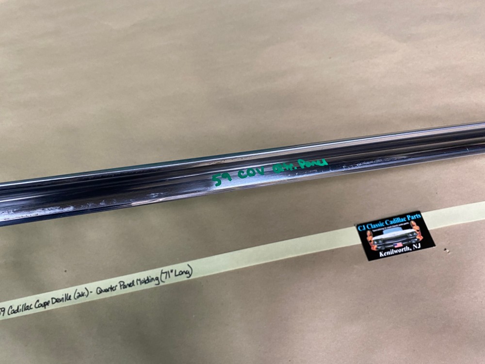 OEM 1959 Cadillac Coupe Deville 2 Door REAR QUARTER PANEL MOLDING TRIM 71" LONG #4759498/#3632001 - Image 21