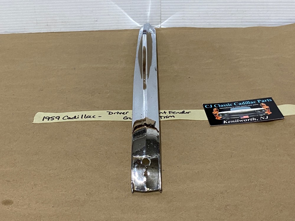 OEM 1959 Cadillac Deville Eldorado Fleetwood LEFT DRIVER SIDE FRONT FENDER GUNSIGHT CHROME TRIM MOLDING #1470533 - Image 3