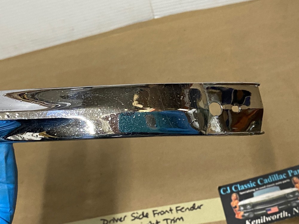 OEM 1959 Cadillac Deville Eldorado Fleetwood LEFT DRIVER SIDE FRONT FENDER GUNSIGHT CHROME TRIM MOLDING #1470533 - Image 10